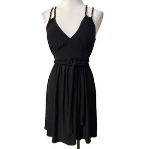 Guess Black Sun Dress M Medium 6 8 10 Black Gold Grecian Braided Straps Padded